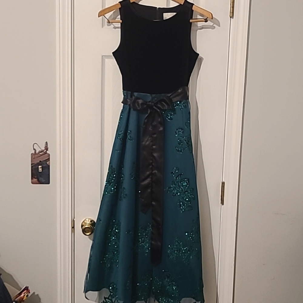 Rare Editions juniors party dress teal black Sz 14
